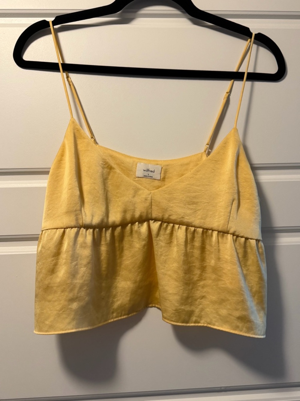 Aritzia Wilfred yellow Satin Peplum Cami
